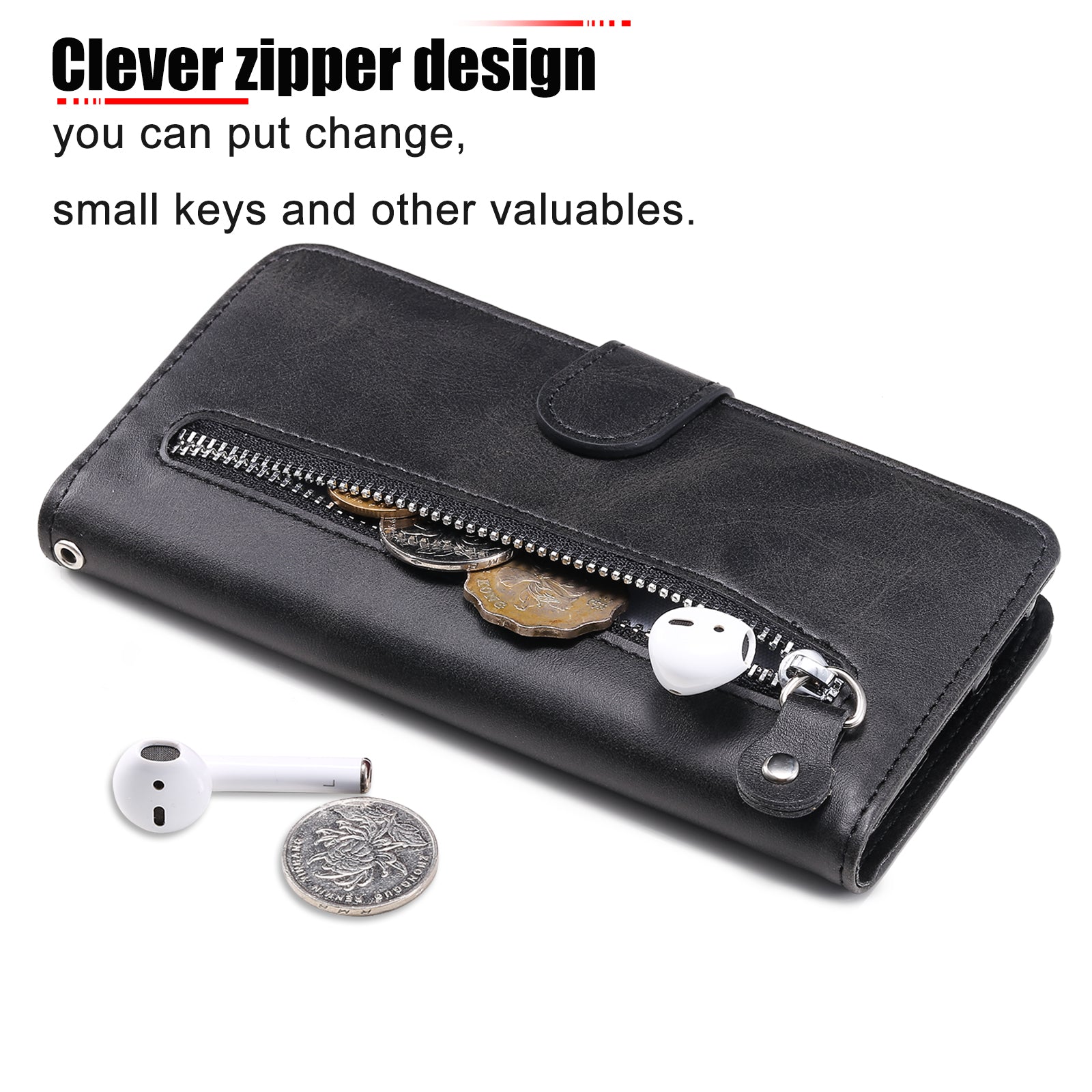 For Oppo Reno11 F 5G / F25 Pro 5G Case Zipper Pocket Calf Texture Leather Wallet Phone Cover For Oppo Reno11 F 5G / F25 Pro 5G Case Zipper Pocket Calf Texture Leather Wallet Phone Cover